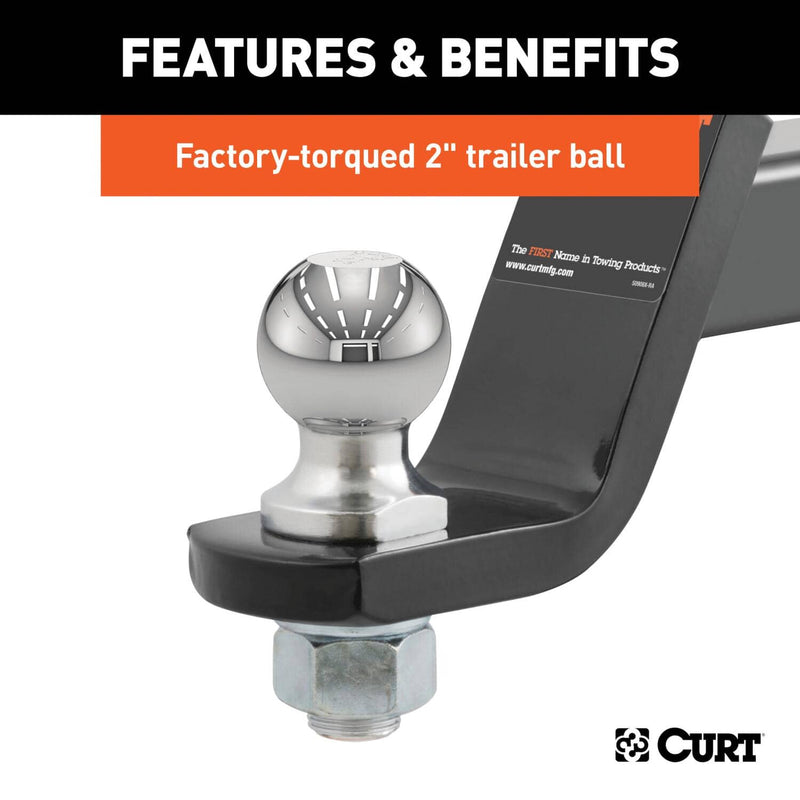 Load image into Gallery viewer, CURT Loaded Ball Mount with 2" Ball (2" Shank, 7,500 lb, 4" Drop)
