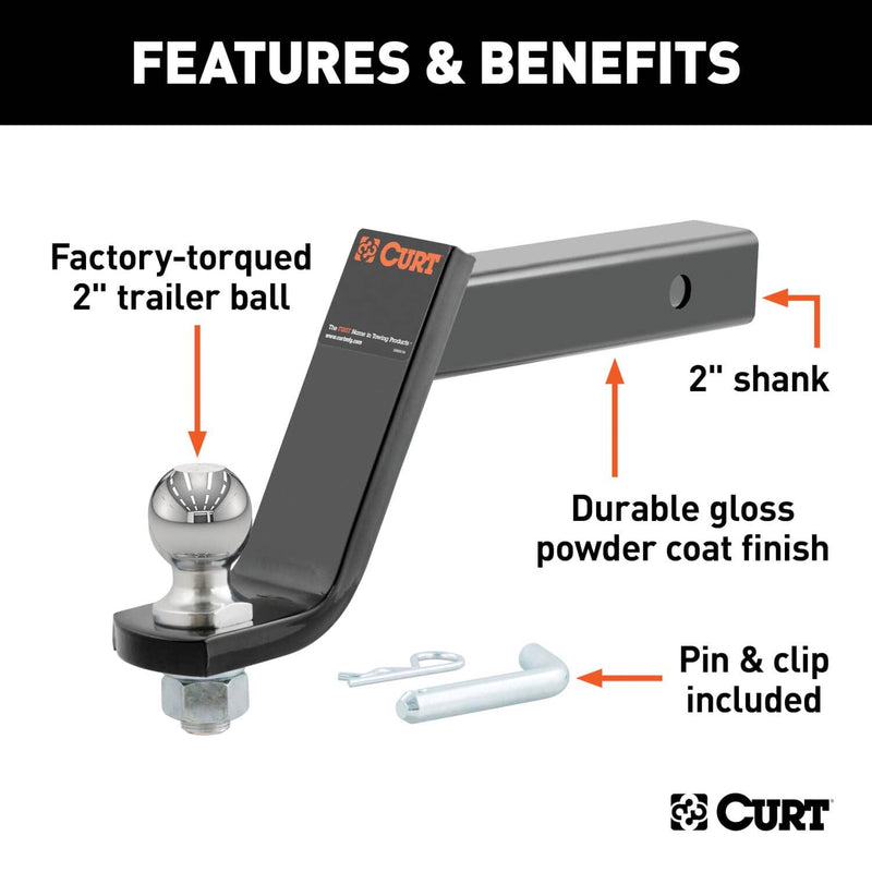 Load image into Gallery viewer, CURT Loaded Ball Mount with 2" Ball (2" Shank, 7,500 lb, 6" Drop)
