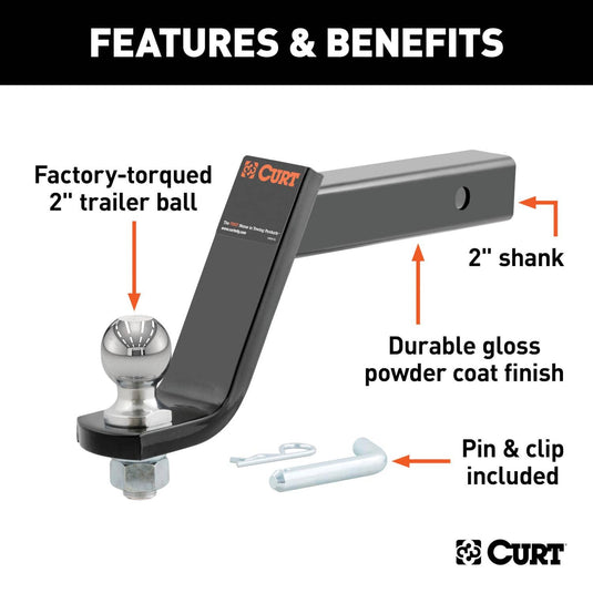 CURT Loaded Ball Mount with 2" Ball (2" Shank, 7,500 lb, 6" Drop)