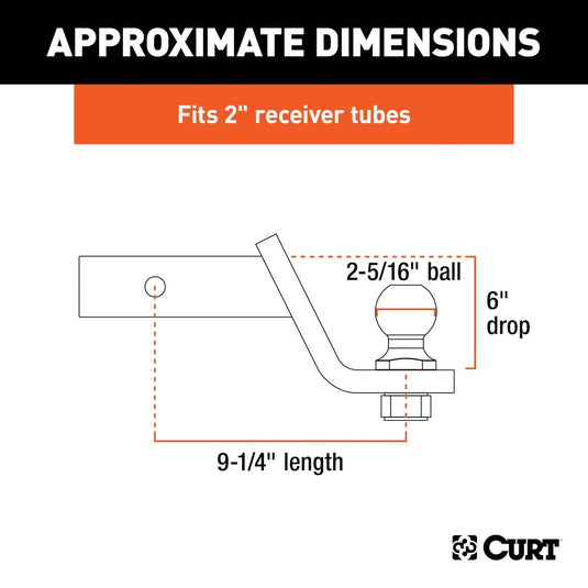 CURT Loaded Ball Mount with 2-5/16" Ball (2" Shank, 7,500 lb, 6" Drop)