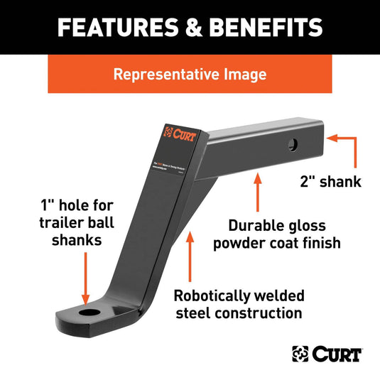 CURT Class 3 Ball Mount (2" Shank, 5,000 lb, 10" Drop, 14" Long)