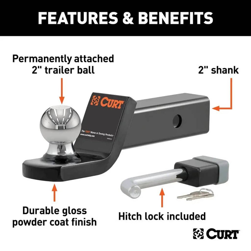Load image into Gallery viewer, CURT Towing Starter Kit with 2" Ball (2" Shank, 7,500 lb, 2" Drop, Part 45141)
