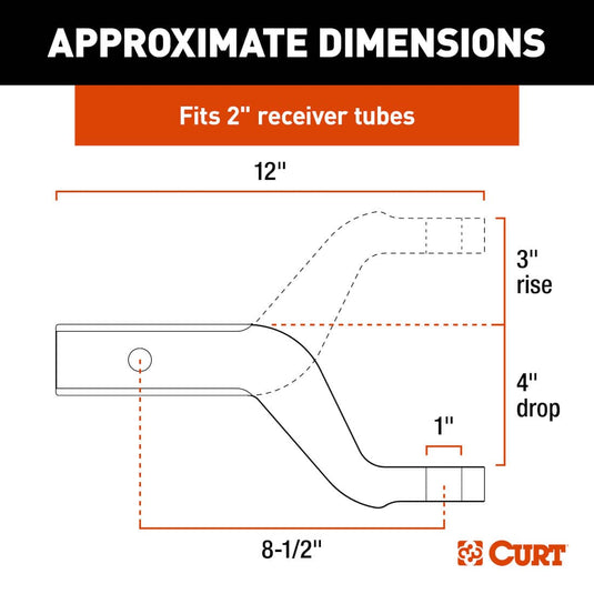 CURT Aluminum Ball Mount (2" Shank, 8,000 lb, 4" Drop, 8-1/2" Long)