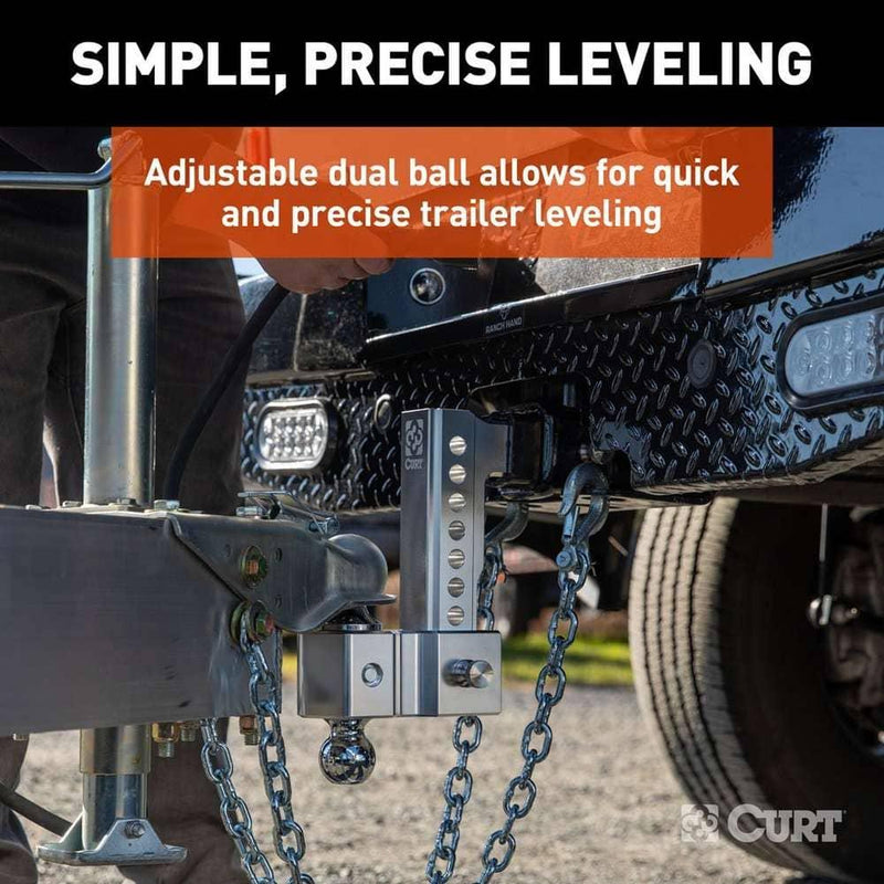 Load image into Gallery viewer, CURT AlumaLite Adjustable Aluminum Hitch with Dual Ball, 7-1/2" Drop
