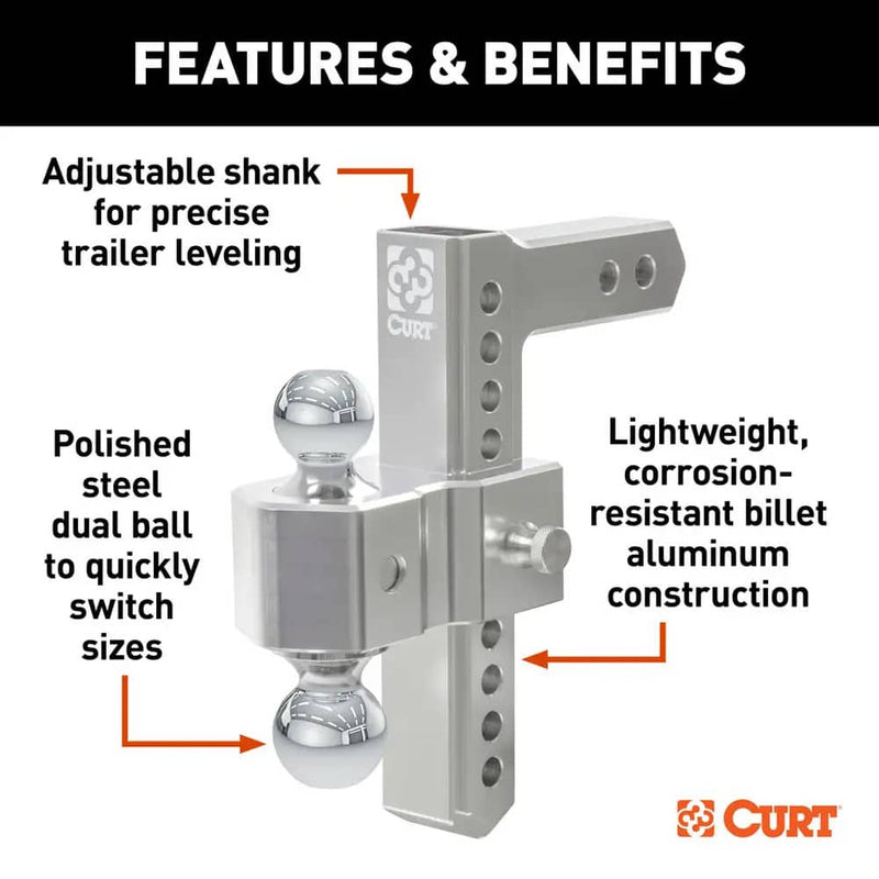 Load image into Gallery viewer, CURT AlumaLite Adjustable Aluminum Hitch with Dual Ball, 9-1/2" Drop
