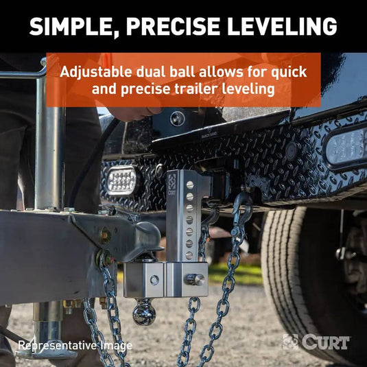 CURT AlumaLite Adjustable Aluminum Hitch with Dual Ball, 9-1/2" Drop