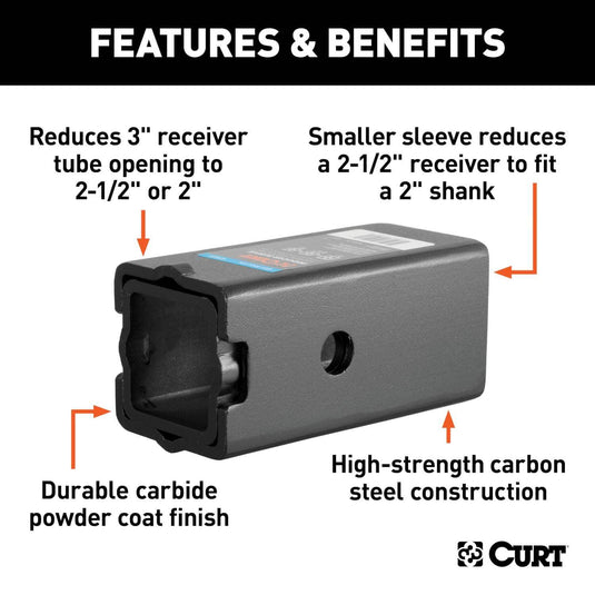 CURT Reducer Sleeve Set (3" to 2-1/2" to 2" Shanks, 2 Pieces)