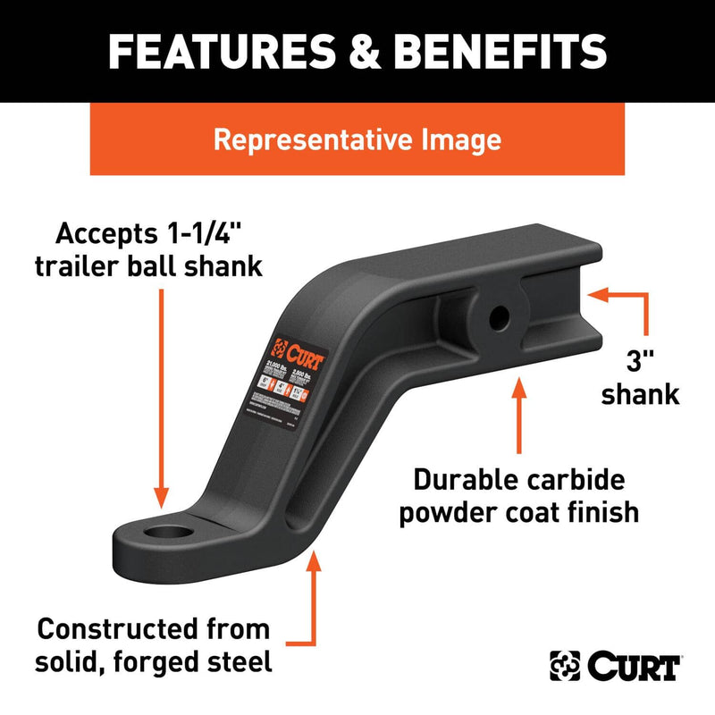 Load image into Gallery viewer, CURT Industrial Duty Forged Ball Mount (3" Shank, 21,000 lb, 8" Drop, 10-1/2" Long)

