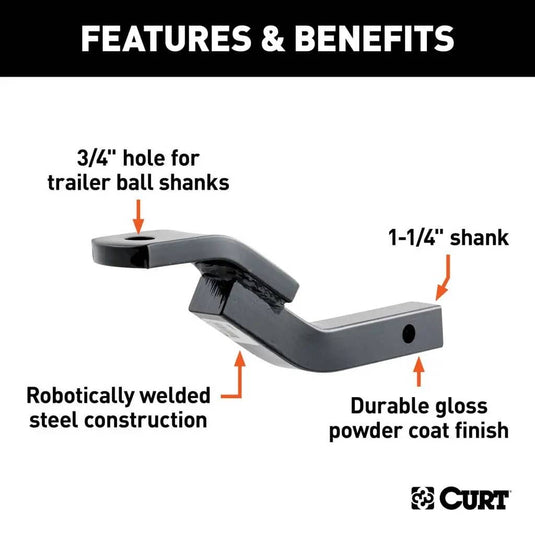 CURT Class 2 Ball Mount (1-1/4" Shank, 3,500 lb, 3-1/8" Rise, 10-5/16" Long)