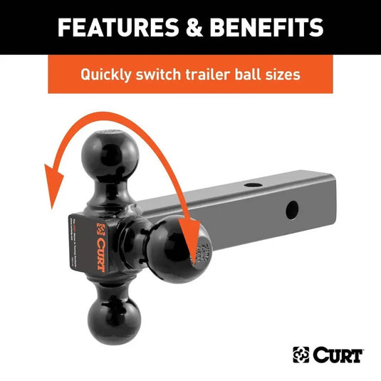 CURT Multi-Ball Mount (2" Solid Shank, 1-7/8", 2" & 2-5/16" Black Balls)