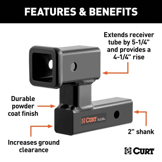 CURT Raised Receiver Adapter (2" Shank, Not for Towing Use, 4-1/4" Rise)