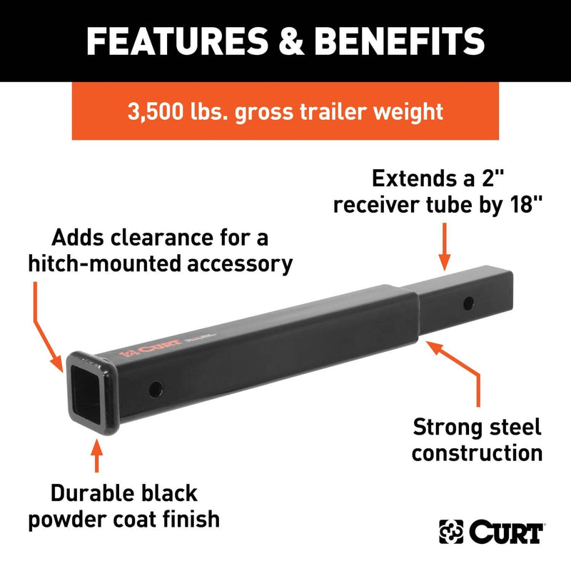 Load image into Gallery viewer, CURT 18" Receiver Tube Extender (2" Shank, 3,500 lb)
