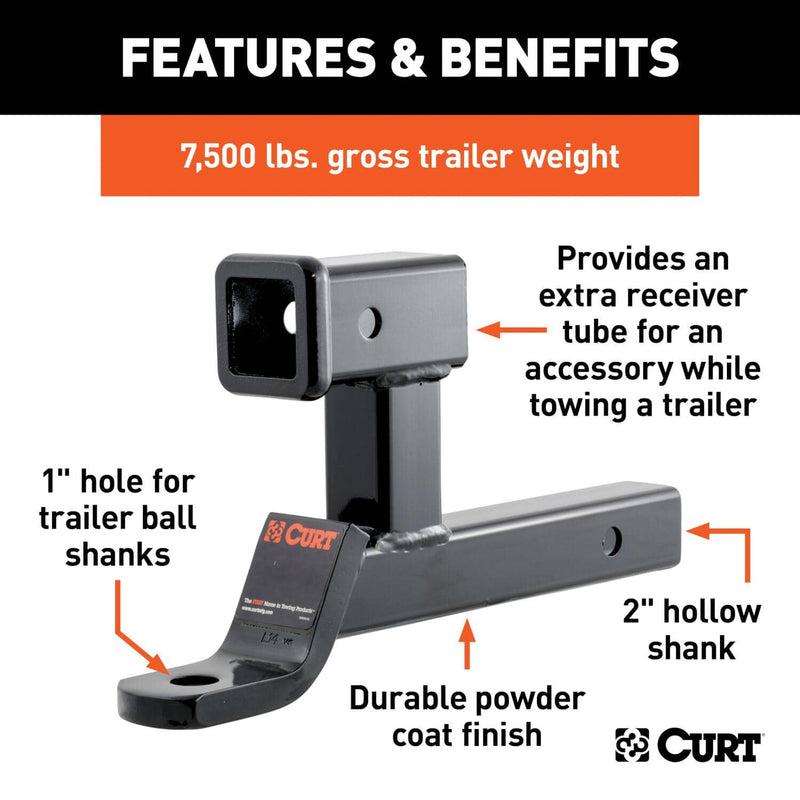 Load image into Gallery viewer, CURT Multi-Use Ball Mount (2" Shank, 7,500 lb, 5-13/16" Rise, 1" Ball Hole)
