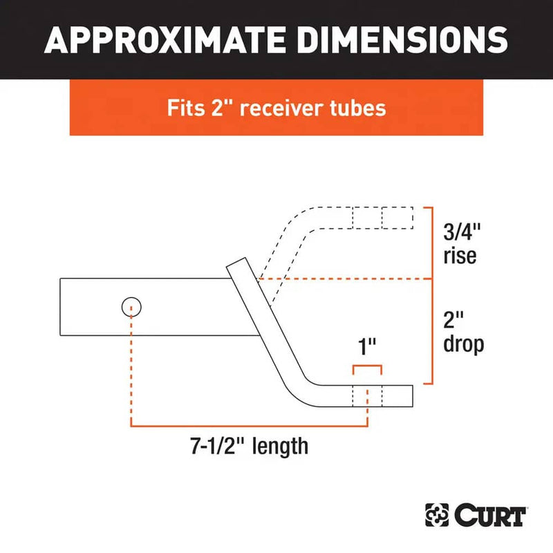 Load image into Gallery viewer, CURT Class 3 Ball Mount, Imported (2" Shank, 7,500 lb, 2" Drop, 7-1/2" Long)

