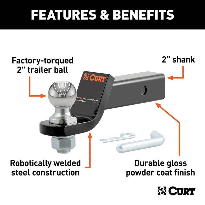 Load image into Gallery viewer, CURT Loaded Ball Mount with 2" Ball, Imported (2" Shank, 7,500 lb, 2" Drop)
