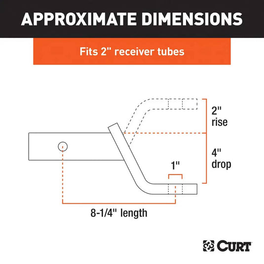 CURT Class 3 Ball Mount, Imported (2" Shank, 7,500 lb, 4" Drop, 8-1/4" Long)