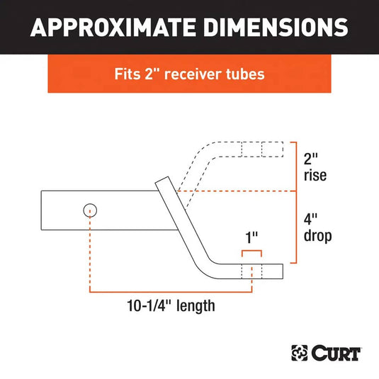 CURT Class 3 Ball Mount, Imported (2" Shank, 7,500 lb, 4" Drop, 10-1/4" Long)