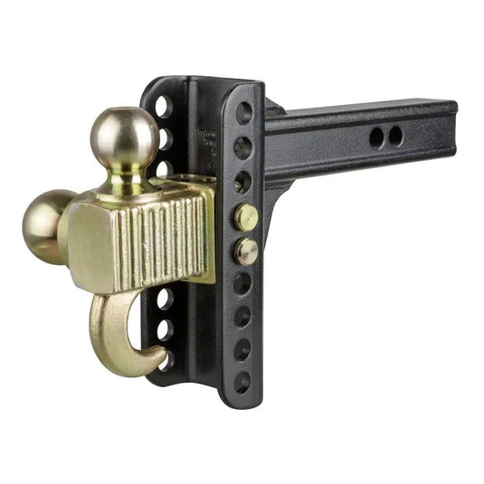 CURT Adjustable Channel Mount with Hook & Step Dual-Ball - 2" Shank, 14K, 6" Drop