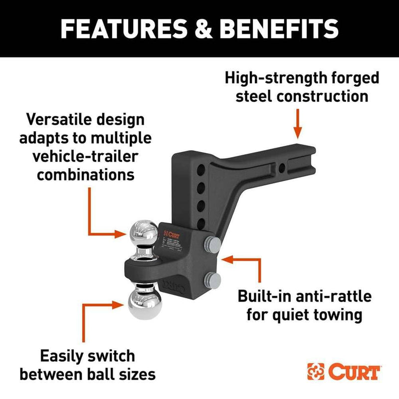 Load image into Gallery viewer, CURT Adjustable Trailer Hitch Ball Mount with Dual Ball, 2" Shank, 15K
