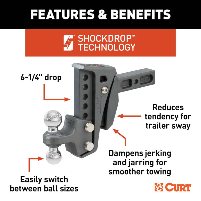 Load image into Gallery viewer, CURT Rebellion XD Adjustable Cushion Hitch (2" Shank, 2", 2-5/16" Balls, 15K)
