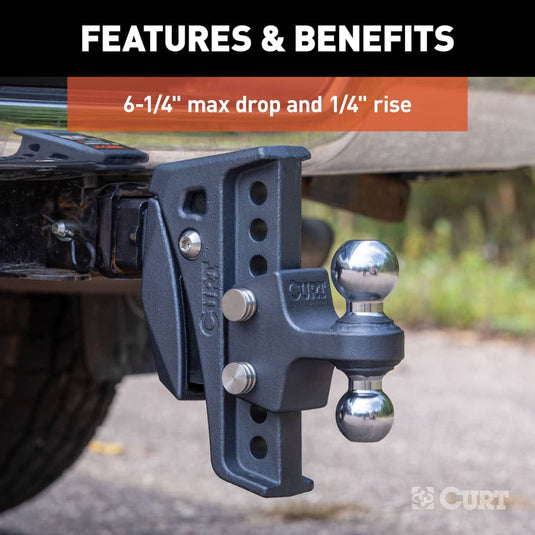 CURT Rebellion XD Adjustable Cushion Hitch (2" Shank, 2", 2-5/16" Balls, 15K)
