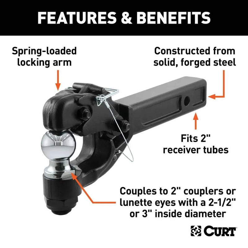 Load image into Gallery viewer, CURT Receiver-Mount Ball &amp; Pintle Hitch (2" Shank, 2" Ball, 10,000 lb)

