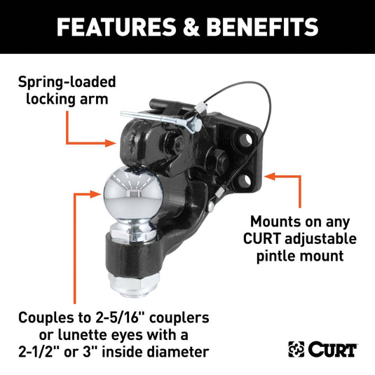 CURT Ball & Pintle Hitch (2-5/16" Ball, 16,000 lb Ball Capacity)