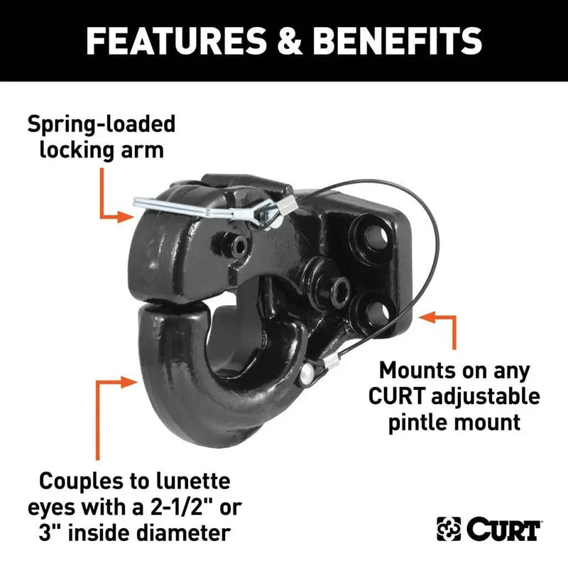 Load image into Gallery viewer, CURT Pintle Hook (20,000 lb, 2-1/2" or 3" Lunette Rings)

