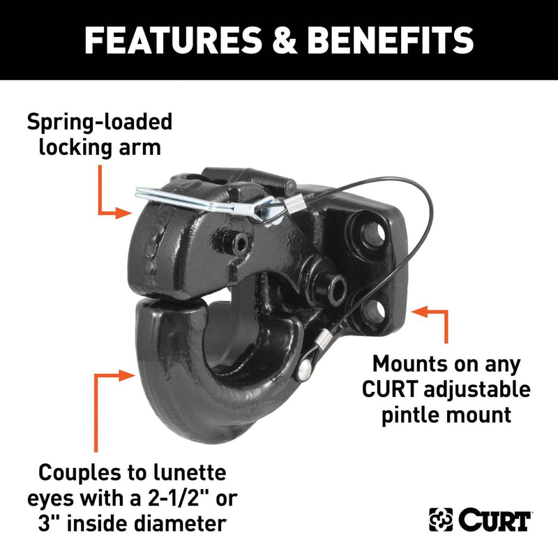 Load image into Gallery viewer, CURT Pintle Hook (30,000 lb, 2-1/2" or 3" Lunette Rings)
