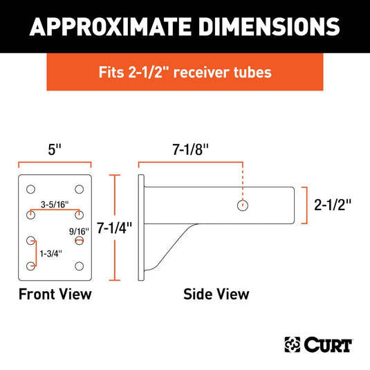 CURT Adjustable Pintle Mount (2-1/2" Shank, 20,000 lb, 7-1/4" High, 10-3/4" Long)