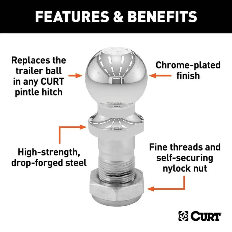 Load image into Gallery viewer, CURT Replacement 2" Pintle Ball (10,000 lb, 1-1/4" Shank)
