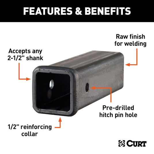 CURT 10" Raw Steel Receiver Tubing (2-1/2" Receiver)