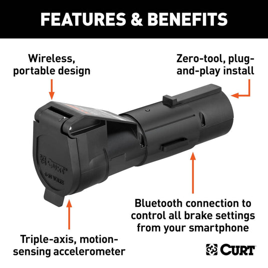CURT Echo Mobile Trailer Brake Controller, 7-Way, Bluetooth® Smartphone Connection