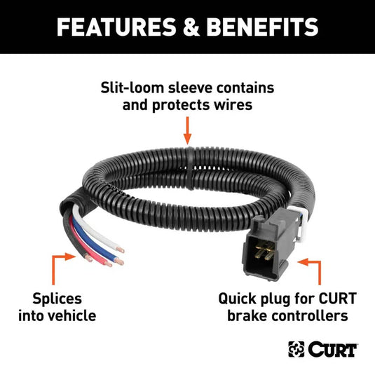 CURT Universal Trailer Brake Controller Harness with Pigtails, Part 51531
