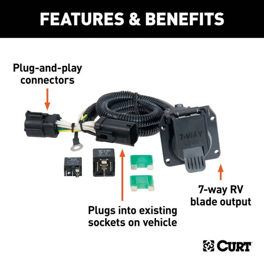 CURT 4-Flat Custom Wiring — 1997-2003 Ford F-150 - CUR-55242 - Absolute Autoguard
