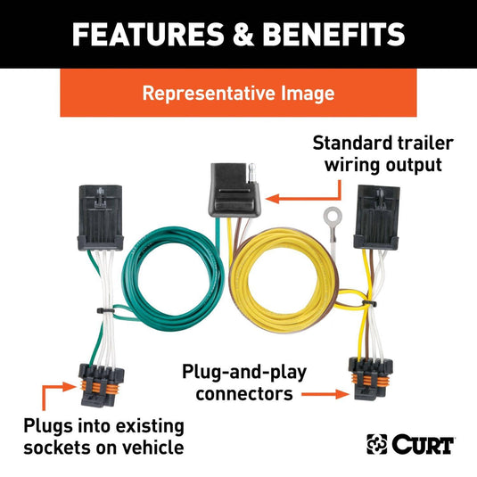 CURT 4-Flat Custom Wiring — 1995-2004 Multi-Vehicle - CUR-55344 - Absolute Autoguard