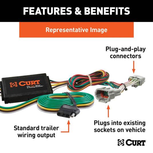 CURT 4-Flat Custom Wiring — 1993-2015 Toyota Hilux/T100/Tacoma - CUR-55513 - Absolute Autoguard