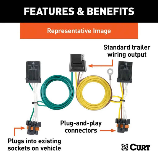 CURT 4-Flat Wire Harness — 2005-2014 Chrysler & Dodge - CUR-55534 - Absolute Autoguard