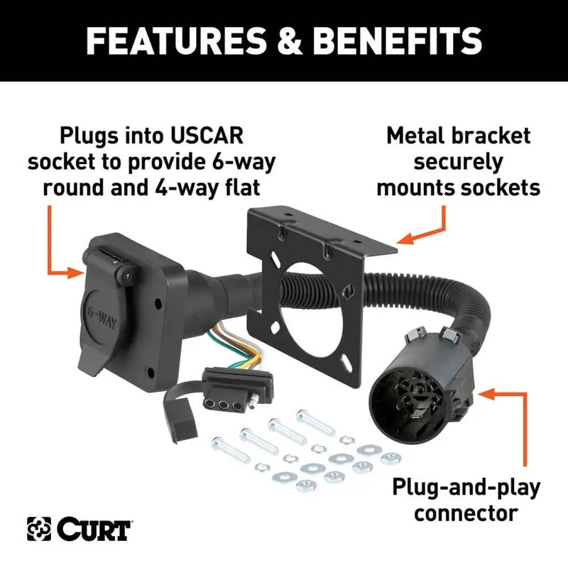 Load image into Gallery viewer, CURT Dual Output 6 &amp; 4-Way Connector (plugs Into Uscar) - CUR-55664 - Absolute Autoguard
