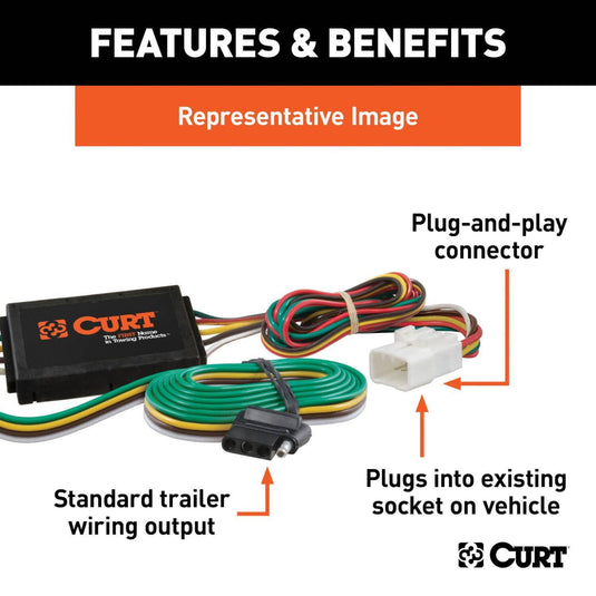 CURT 4-Flat Custom Wiring — 2007-2013 Acura MDX - CUR-56038 - Absolute Autoguard