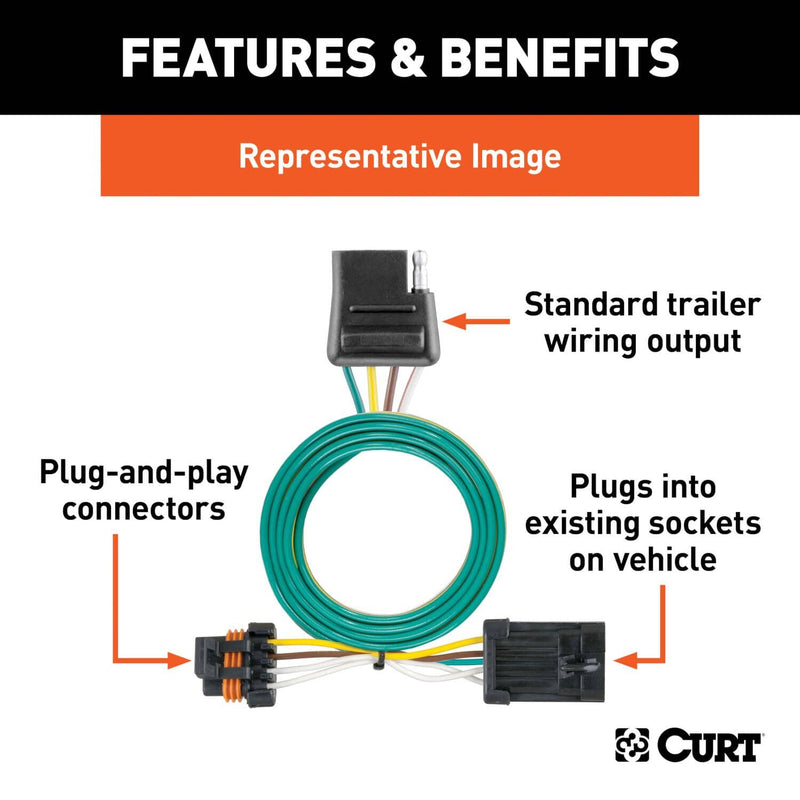 Load image into Gallery viewer, CURT 4-Flat Custom Wiring — 2006-2016 Chevrolet Impala/Impala Limited - CUR-56046 - Absolute Autoguard
