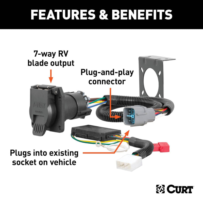 Load image into Gallery viewer, CURT 7-Way Custom Wiring — 2009-2026 Honda Pilot/Ridgeline - CUR-56366 - Absolute Autoguard
