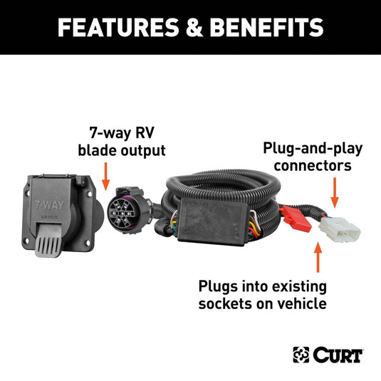 CURT 7-Way Custom Wiring Harness — 2016-2025 Honda Passport/Pilot - CUR-56421 - Absolute Autoguard