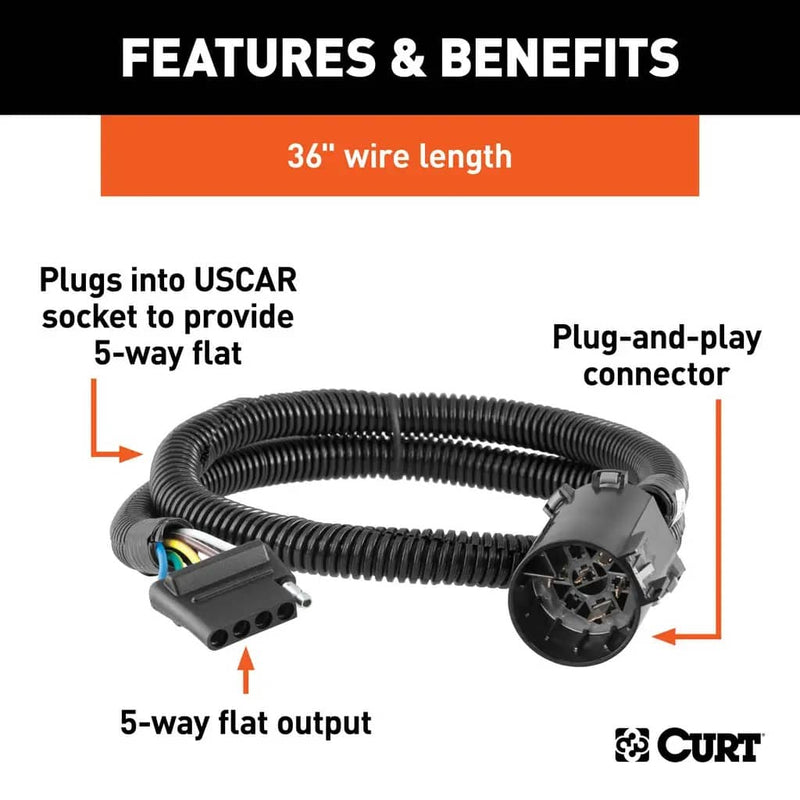 Load image into Gallery viewer, CURT Replacement Oe 5-Way Flat Socket (plugs Into Uscar) - CUR-56515 - Absolute Autoguard
