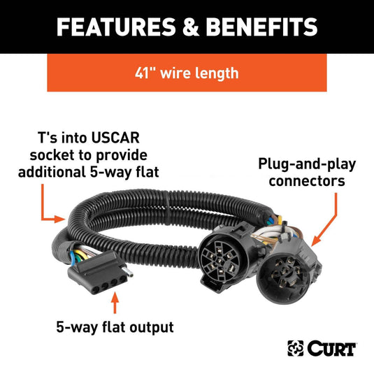 CURT 5-Flat Uscar T-connector — 1997-2026 Multi-Vehicle - CUR-56584 - Absolute Autoguard