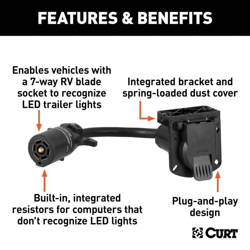 Load image into Gallery viewer, CURT 7-Way RV Blade LED Electrical Adapter (Not a Wiring Extension)
