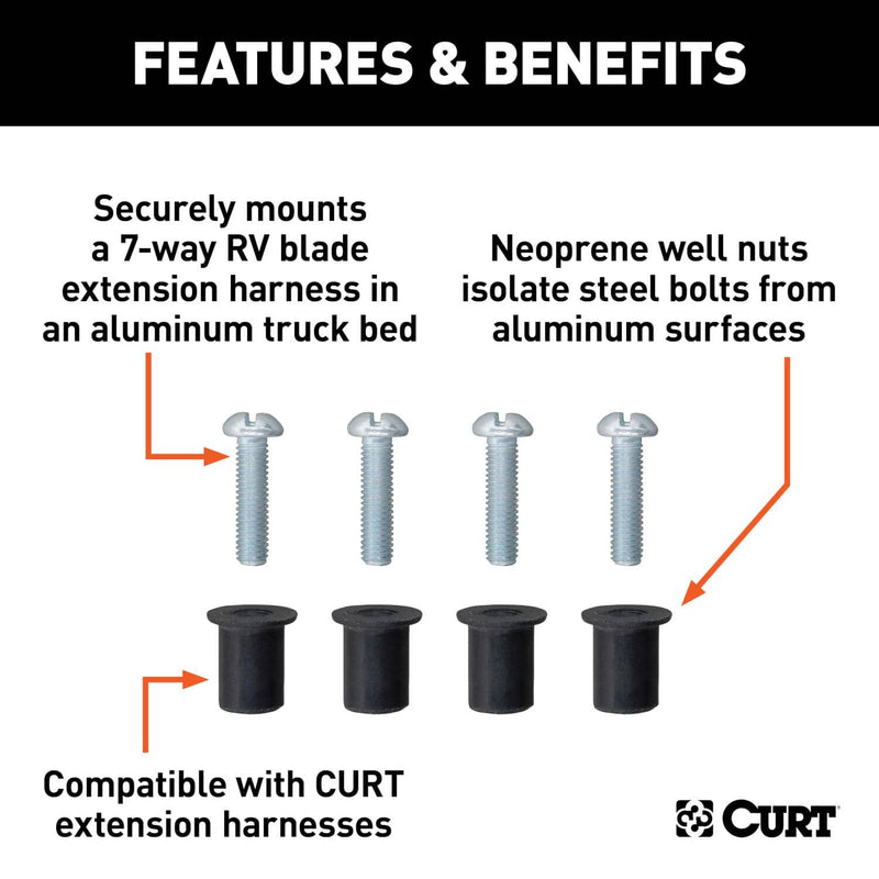 Load image into Gallery viewer, CURT Custom Wiring Harness Extension Isolator Kit for Aluminum Truck Beds
