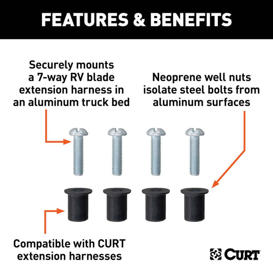 CURT Custom Wiring Harness Extension Isolator Kit for Aluminum Truck Beds