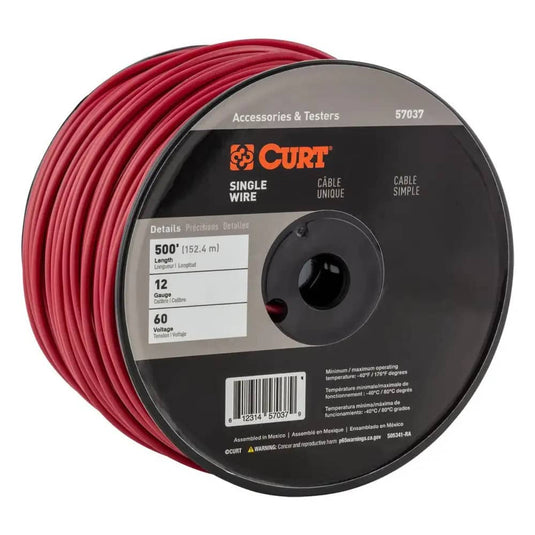 CURT Automotive Primary Wire, Red 500' Spool