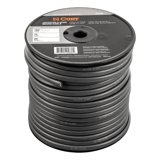 CURT 2-Wire Jacketed Trailer Brake Cable, 180' Spool, 12 Gauge Wire